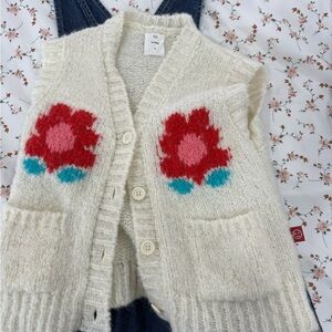 Girls wynken Floral Knit Vest with Red and Blue Accents
